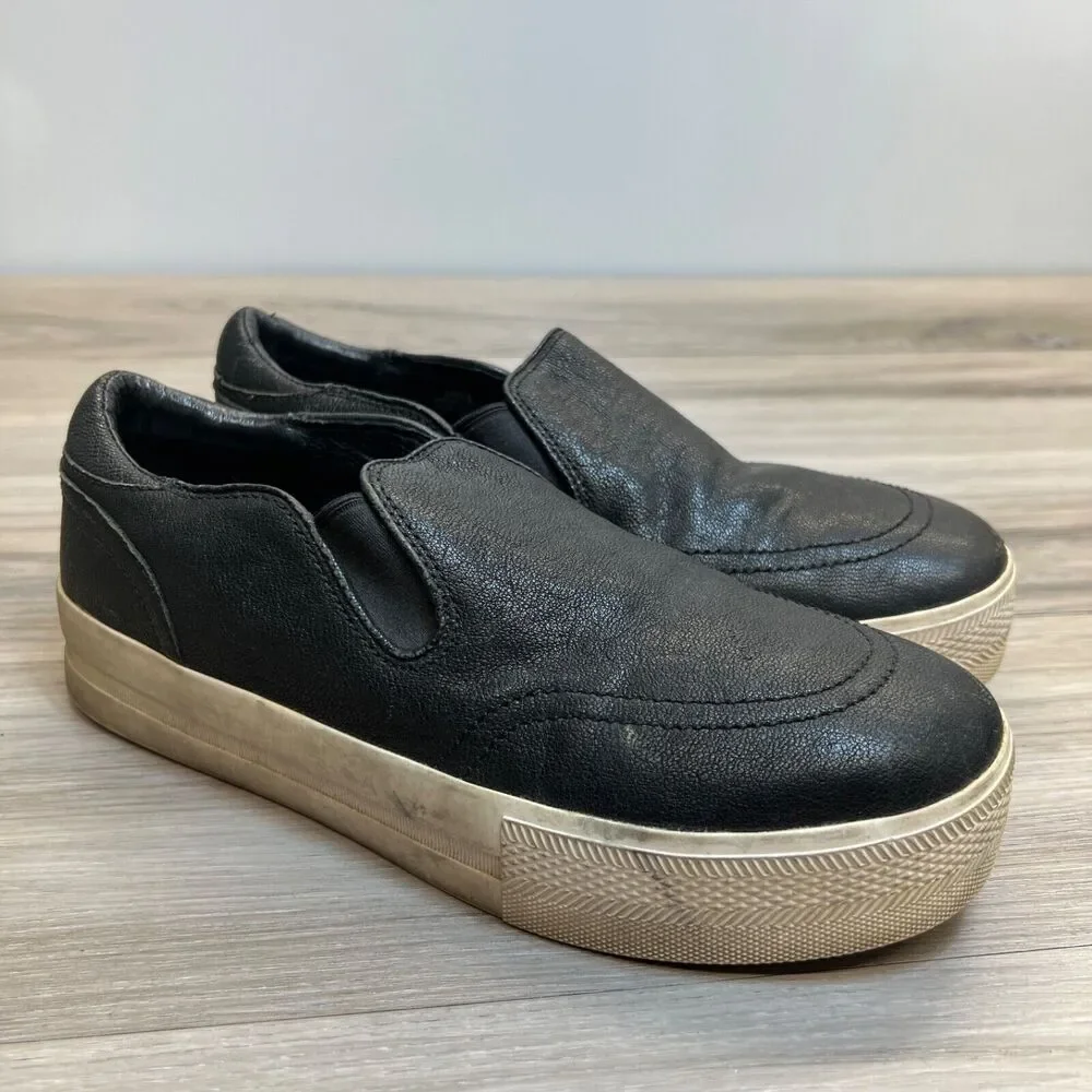 ASH Women's‎ Size 40 US 9 Jungle Black Platform Slip-On Sneakers Shoes Leather